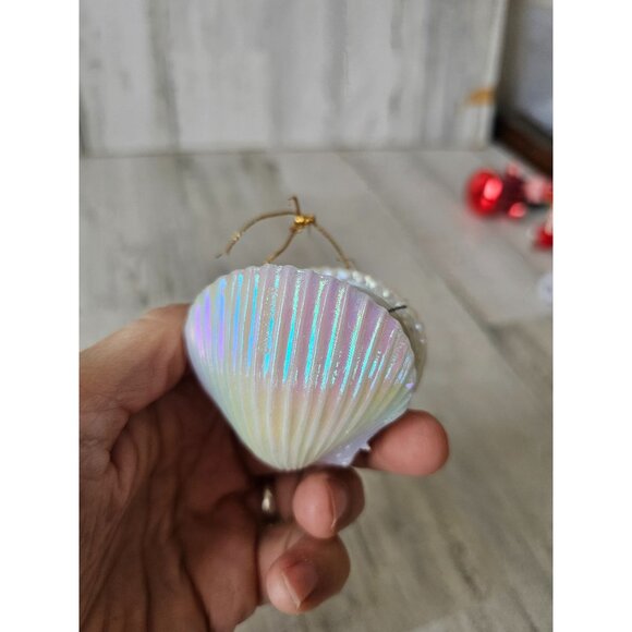 Antique elf clam shell ornament diorama pixie tree sparkle Xmas vintage tree - Picture 10 of 10